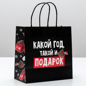 Пакет новогодний «Какой год, такой и подарок» 22 × 22 × 11 см